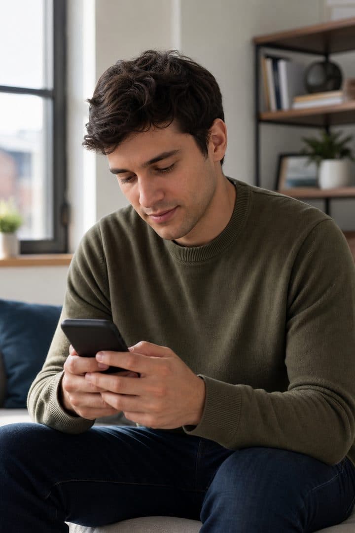 Person completing a medical intake on a phone